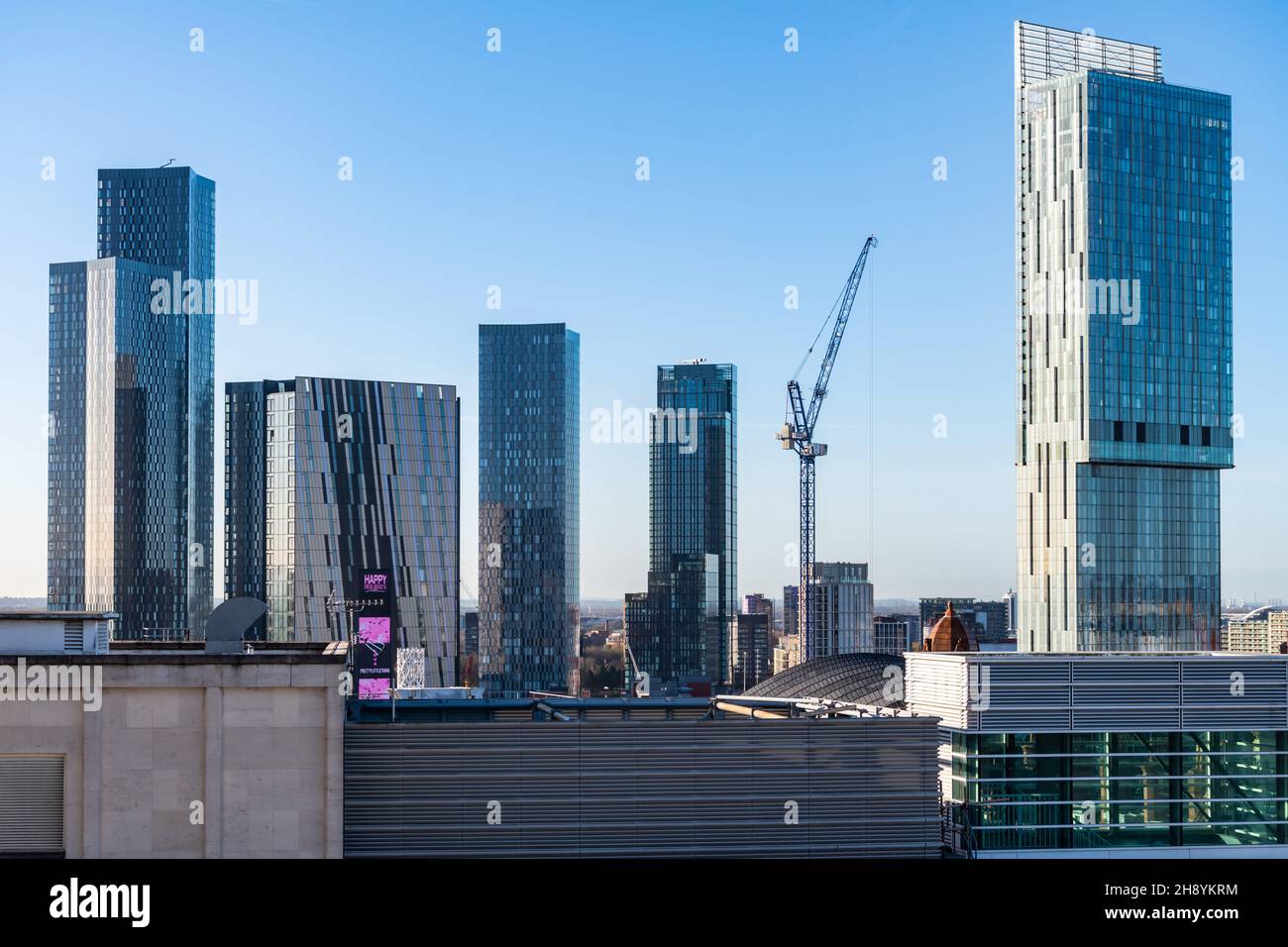 Beetham Tower and Deansgate Square in Manchester. Stock Photo