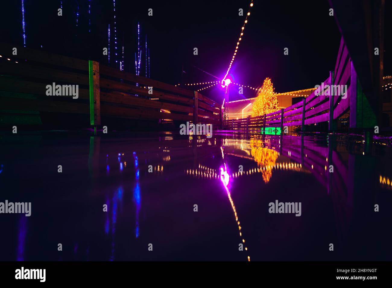 KLAIPEDA, LITHUANIA Dec 06, 2019 A beautiful night view of Christmas