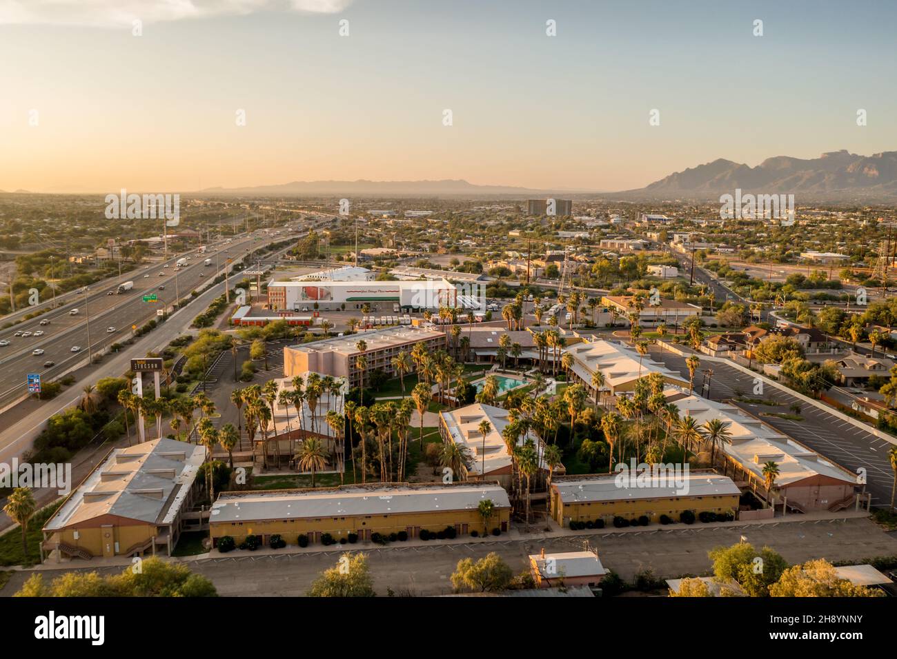Hotel Tucson and UHaul storage next to interstate Stock Photo Alamy