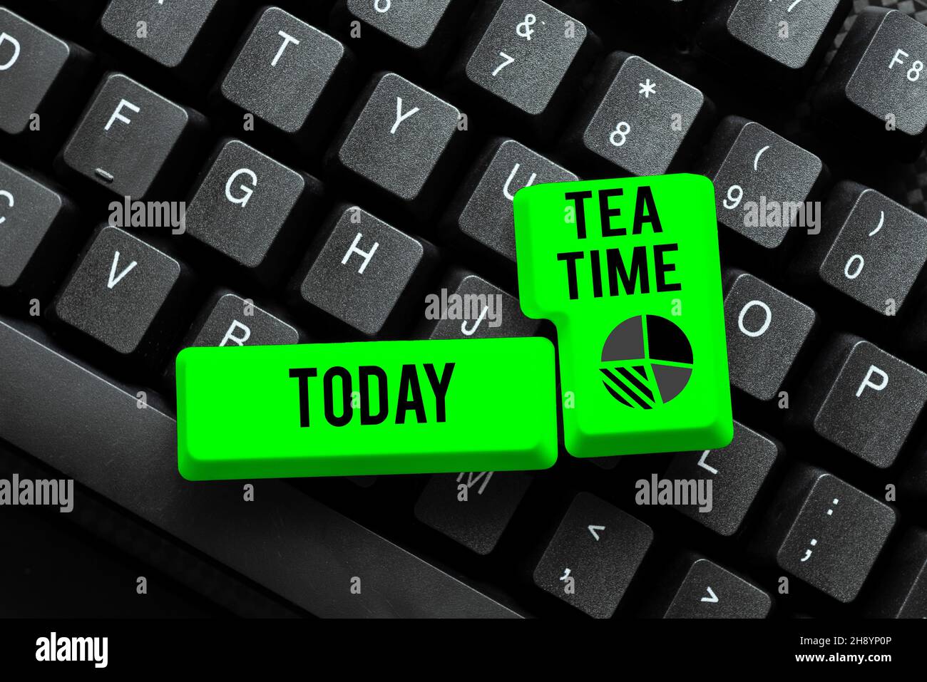 Computer Tea Time Text sign showing Tea Time. Conceptual photo the time in the afternoon ...