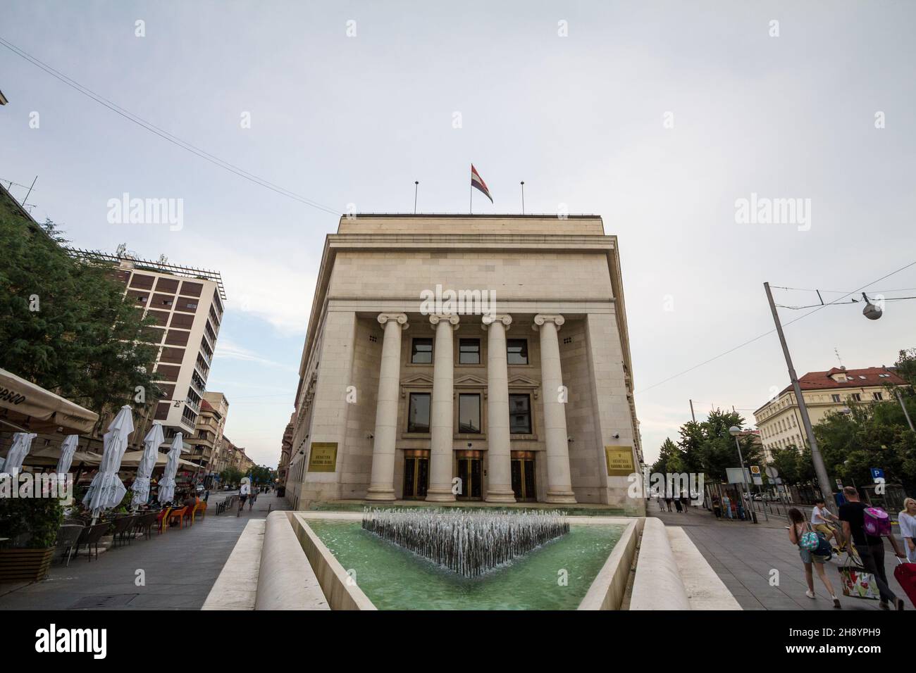 Picture of the headquarters of the Hrvatska Narodna Banka, or HNB, taken in front of the main office in Zagreb. The Croatian National Bank, is the cen Stock Photo