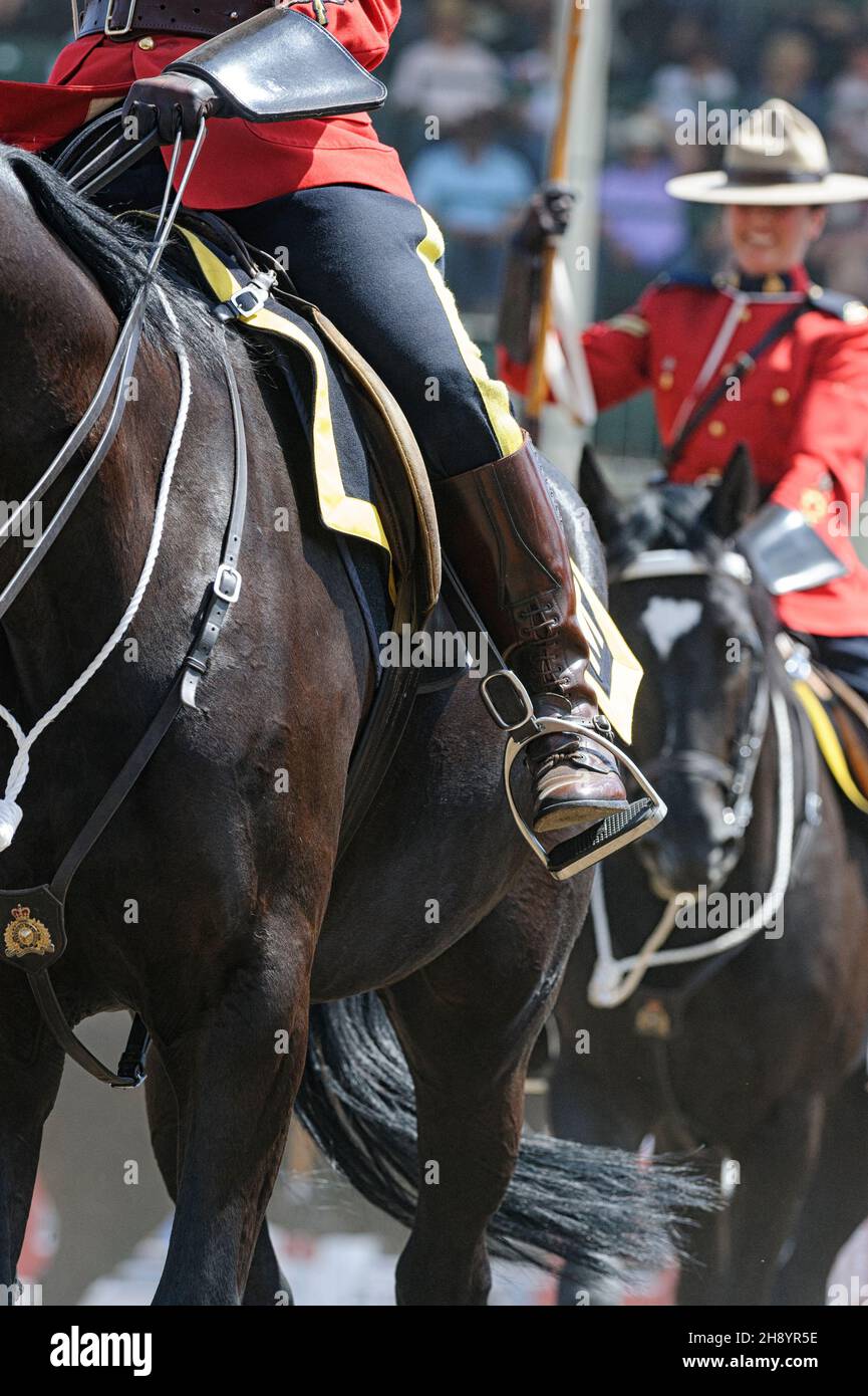 Royal Canadian Mounted Police (RCMP) Musical  Ride at the Calgary Stampede, Alberta Canada Stock Photo