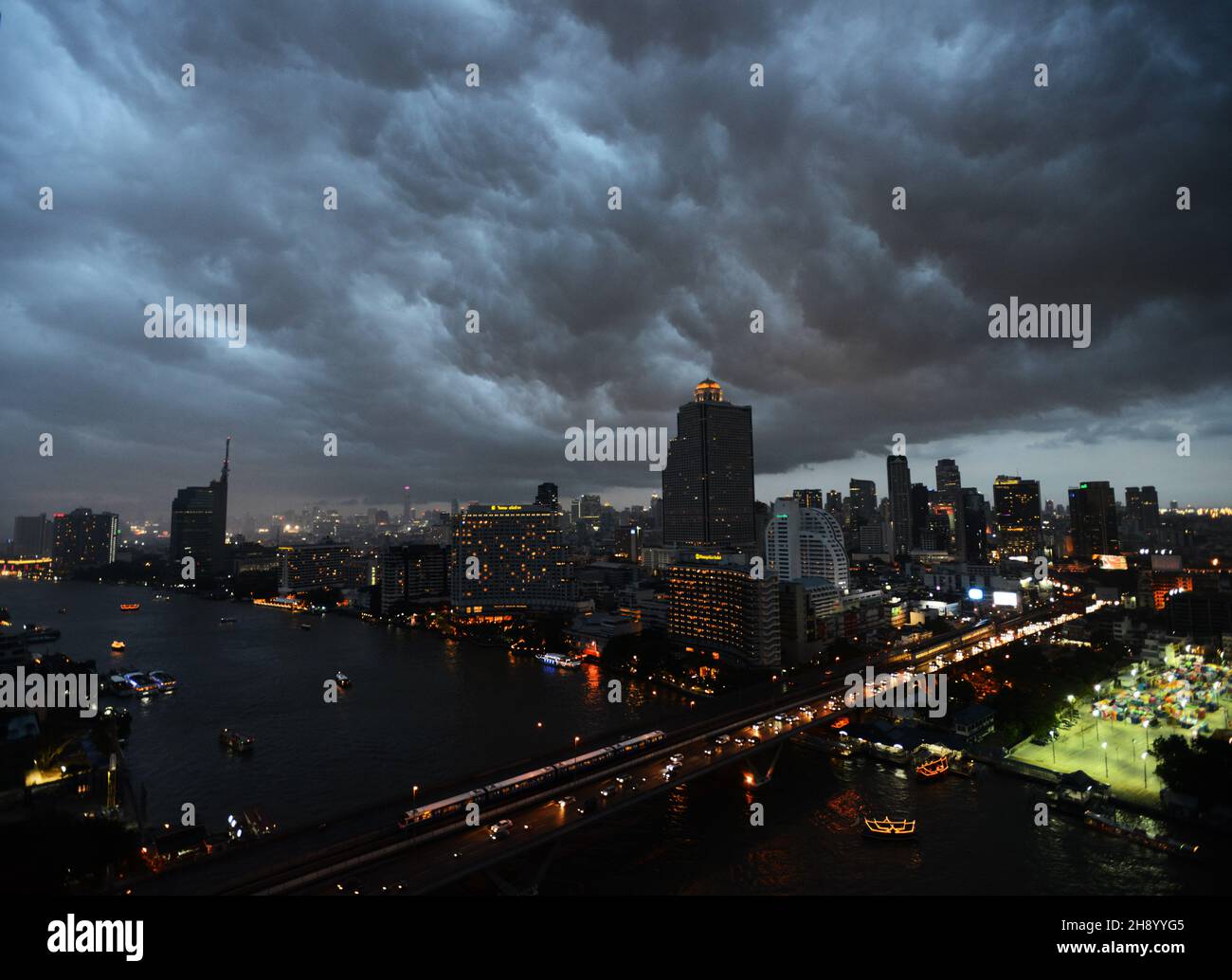 Menacing clouds over Bangkok, Thailand. Stock Photo