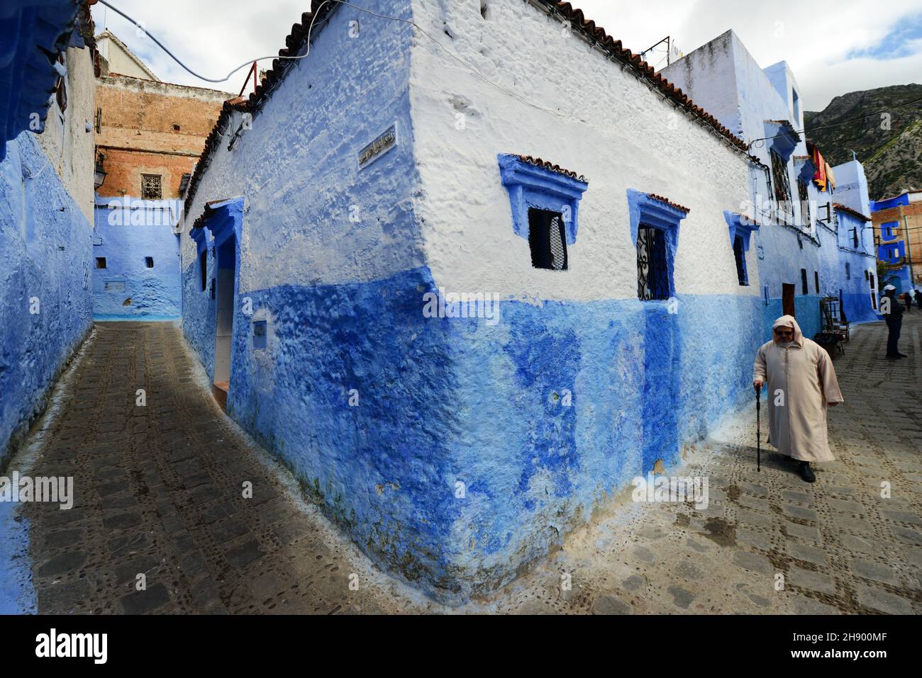 Traditionally blue painted houses in the medina of Chefchaouen in the