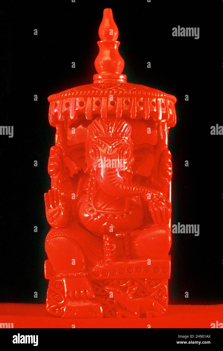 11 11 2020 Lord Ganesh Idol made of Coral (Moonga) Studio Shot Lokgram Kalyan Maharashtra India Stock Photo