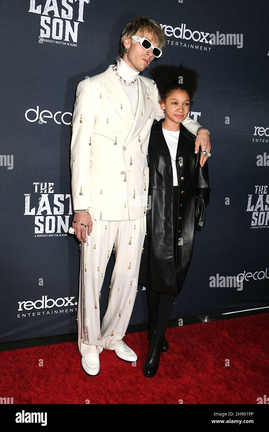 Colson Baker AKA Machine Gun Kelly and daughter Casie Baker attends the Redbox Entertainment Screening of 'The Last Son' at IPIC Theaters Fulton Market on Thursday December 2, 2021 in New York, New York, USA. Robin Platzer/ Twin Images/ Credit: Sipa USA/Alamy Live News Stock Photo