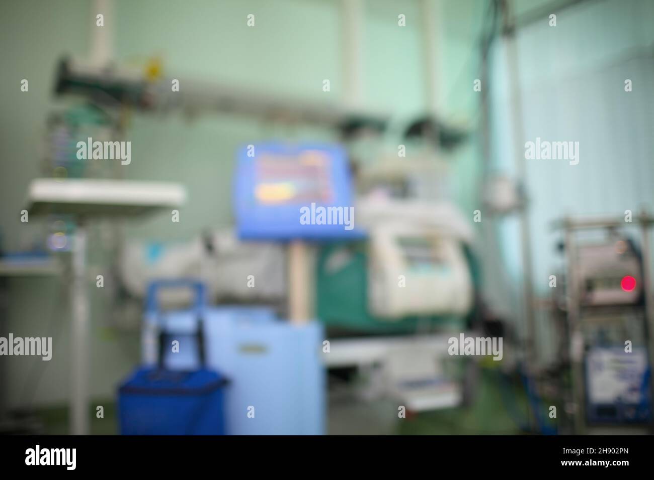 Hospital room with life support equipment, unfocused background Stock ...