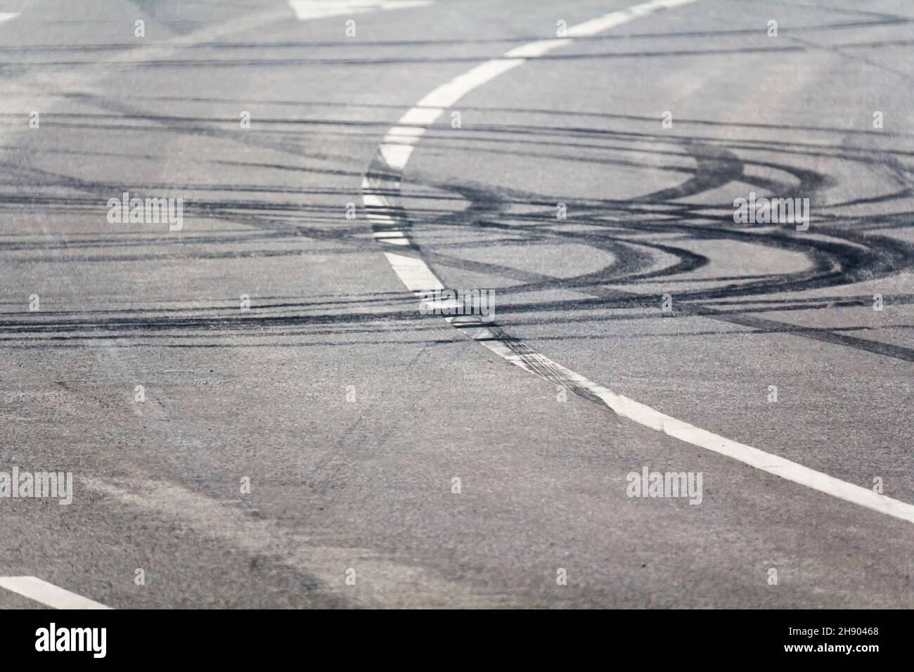 Emergency braking tracks on the highway Stock Photo