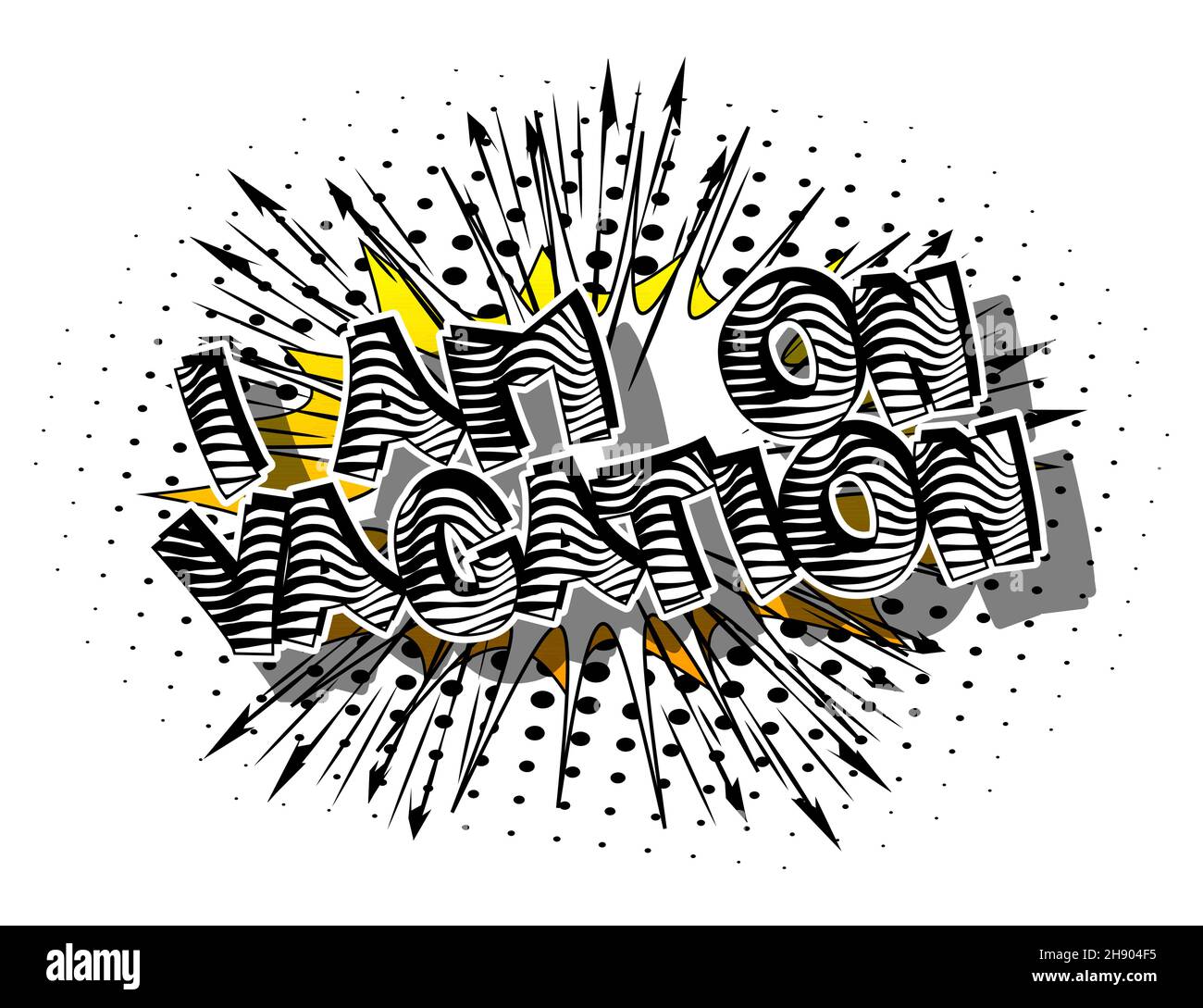 I'm on vacation. Comic book word text on abstract comics background. Retro pop art style illustration. Traveling, holiday, relax, free time concept. Stock Vector