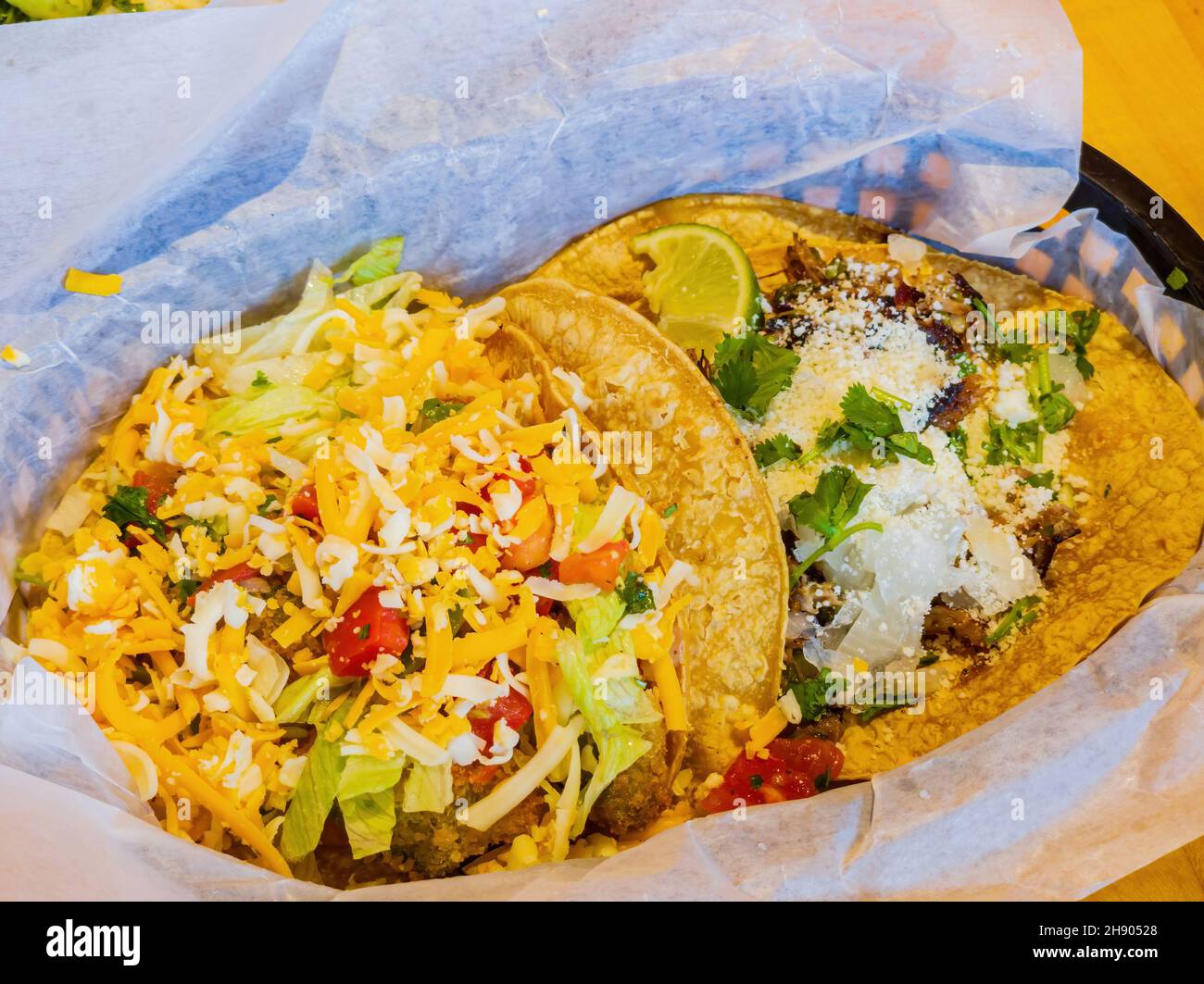 Close up shoot of Mexician style taco at Texas, USA Stock Photo
