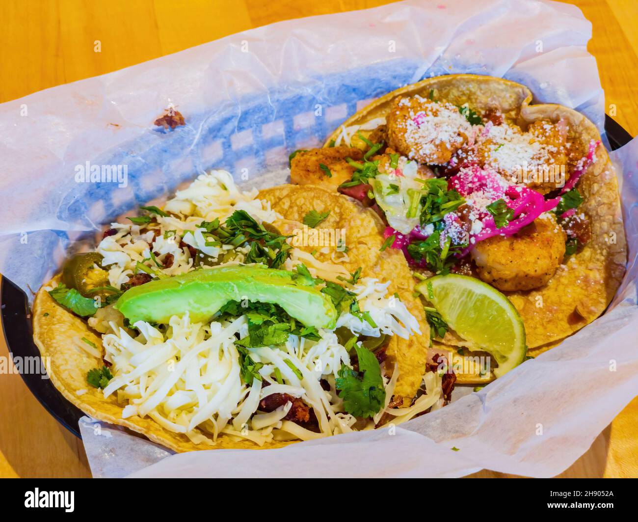 Close up shoot of Mexician style taco at Texas, USA Stock Photo