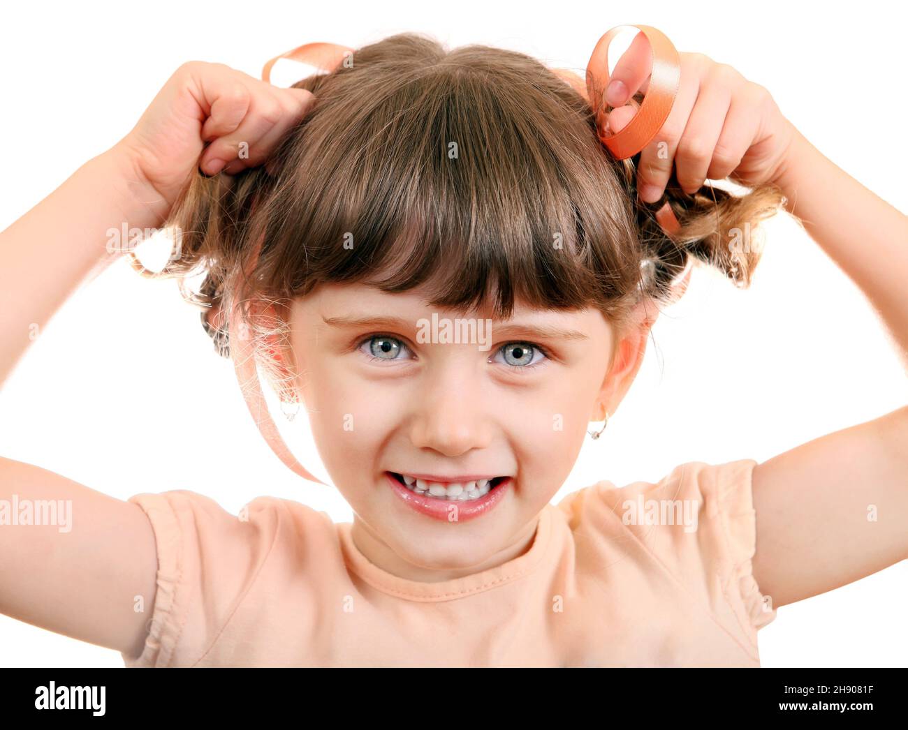 Cheerful Little Girl Portrait on the White Background Stock Photo - Alamy