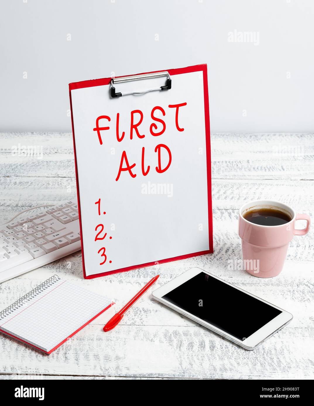 First Aid Writing Image Text caption presenting First Aid. Conceptual photo Practise of healing ...