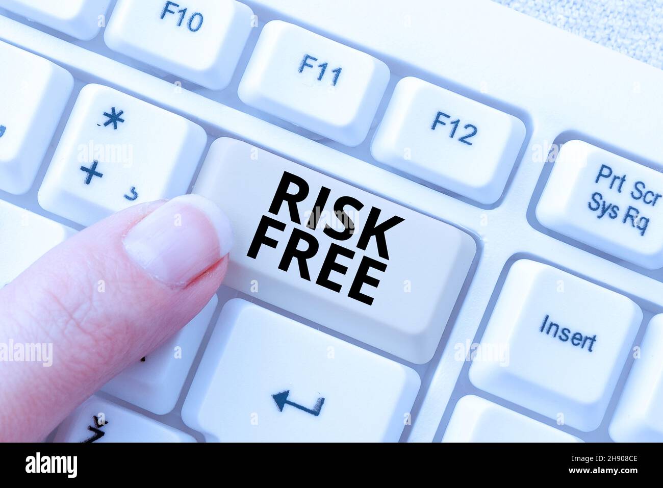 Text/photo Risky Text caption presenting Risk Free. Internet Concept used to describe ...
