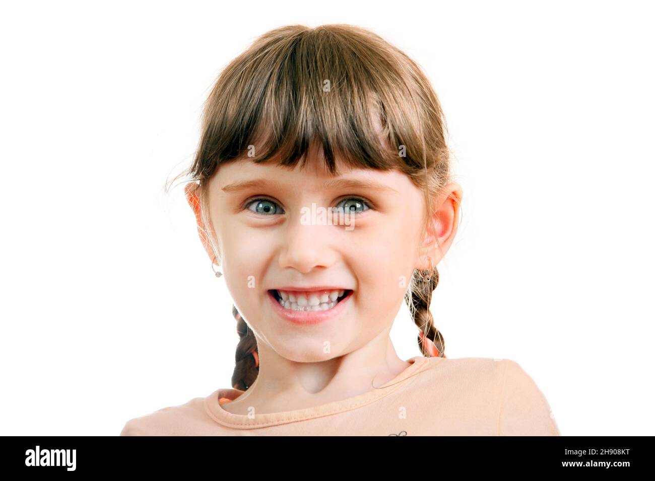 Cheerful Little Girl Portrait on the White Background Stock Photo - Alamy