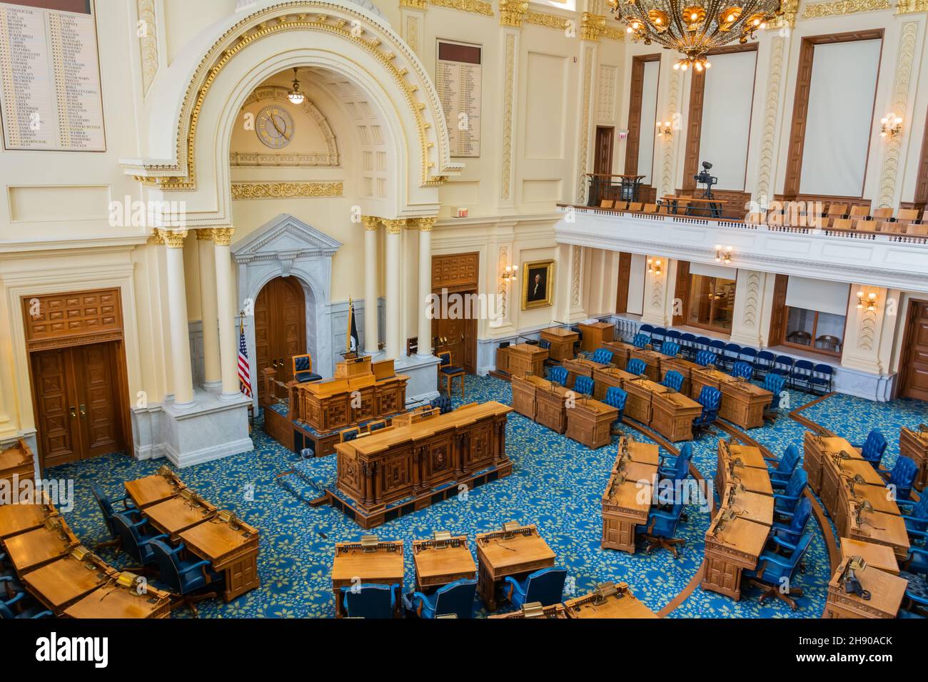 Trenton, New Jersey, United States of America – September 6, 2016. The General Assembly chamber of New Jersey State House in Trenton, NJ. This is wher Stock Photo