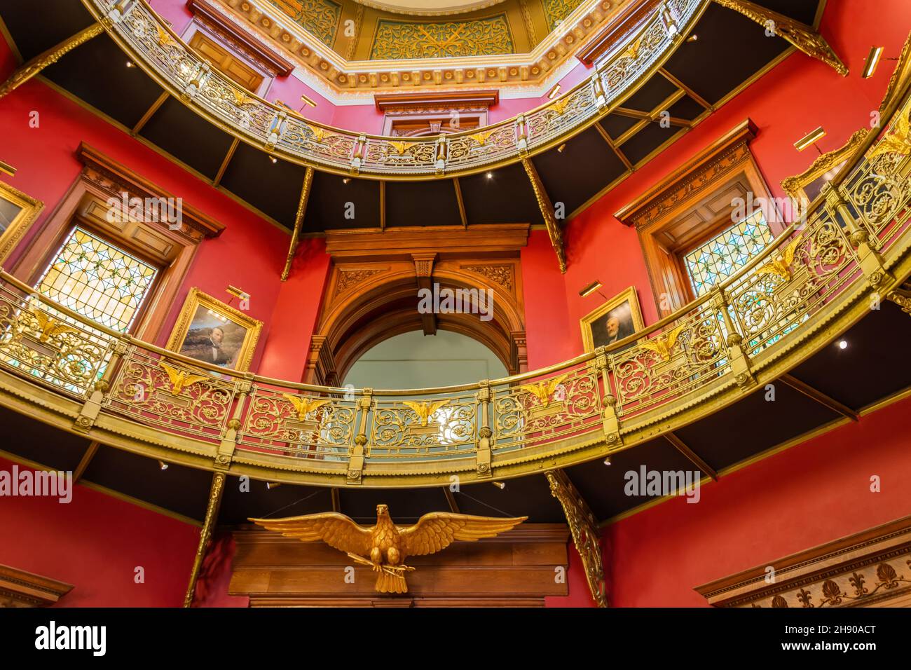 Trenton, New Jersey, United States of America – September 6, 2016. Interior view of the New Jersey State House in Trenton, NJ. View of the rotunda wit Stock Photo