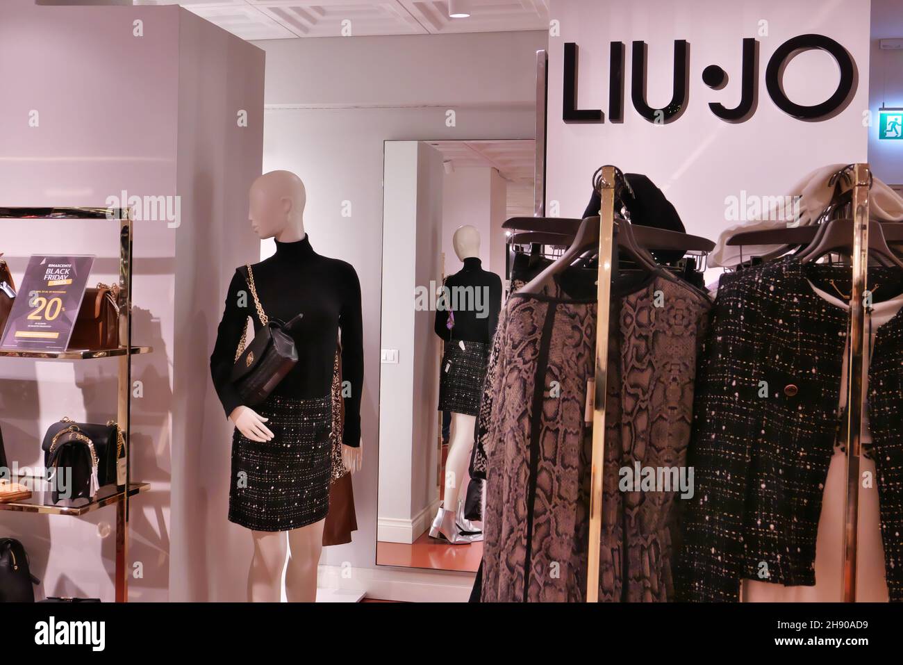 LIU JO CLOTHING ON DISPLAY INSIDE THE FASHION STORE Stock Photo