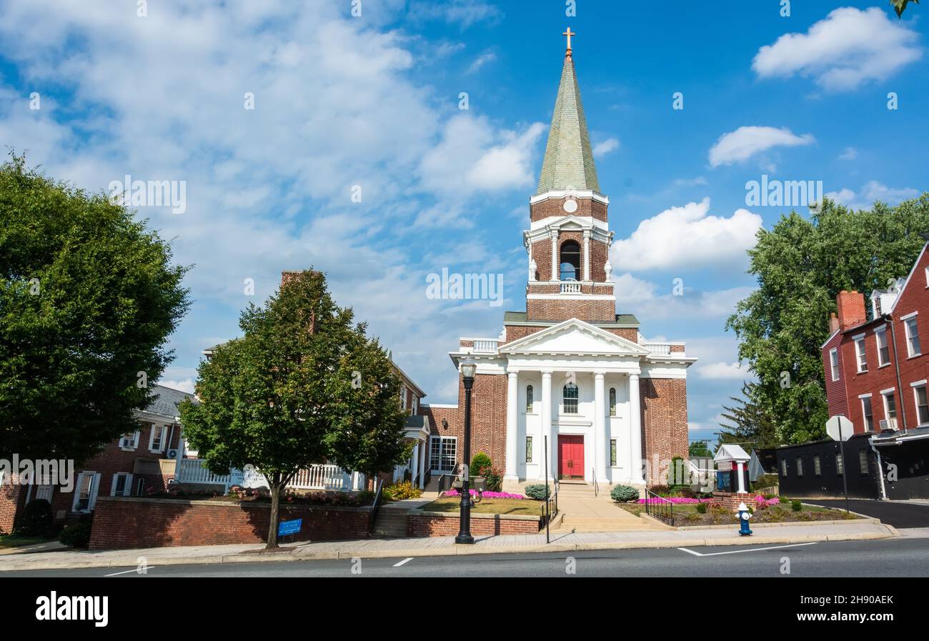 Ephrata, Pennsylvania, United States of America – September 9, 2016. Bethany United Church of Christ on E Main St in Ephrata, PA. Stock Photo
