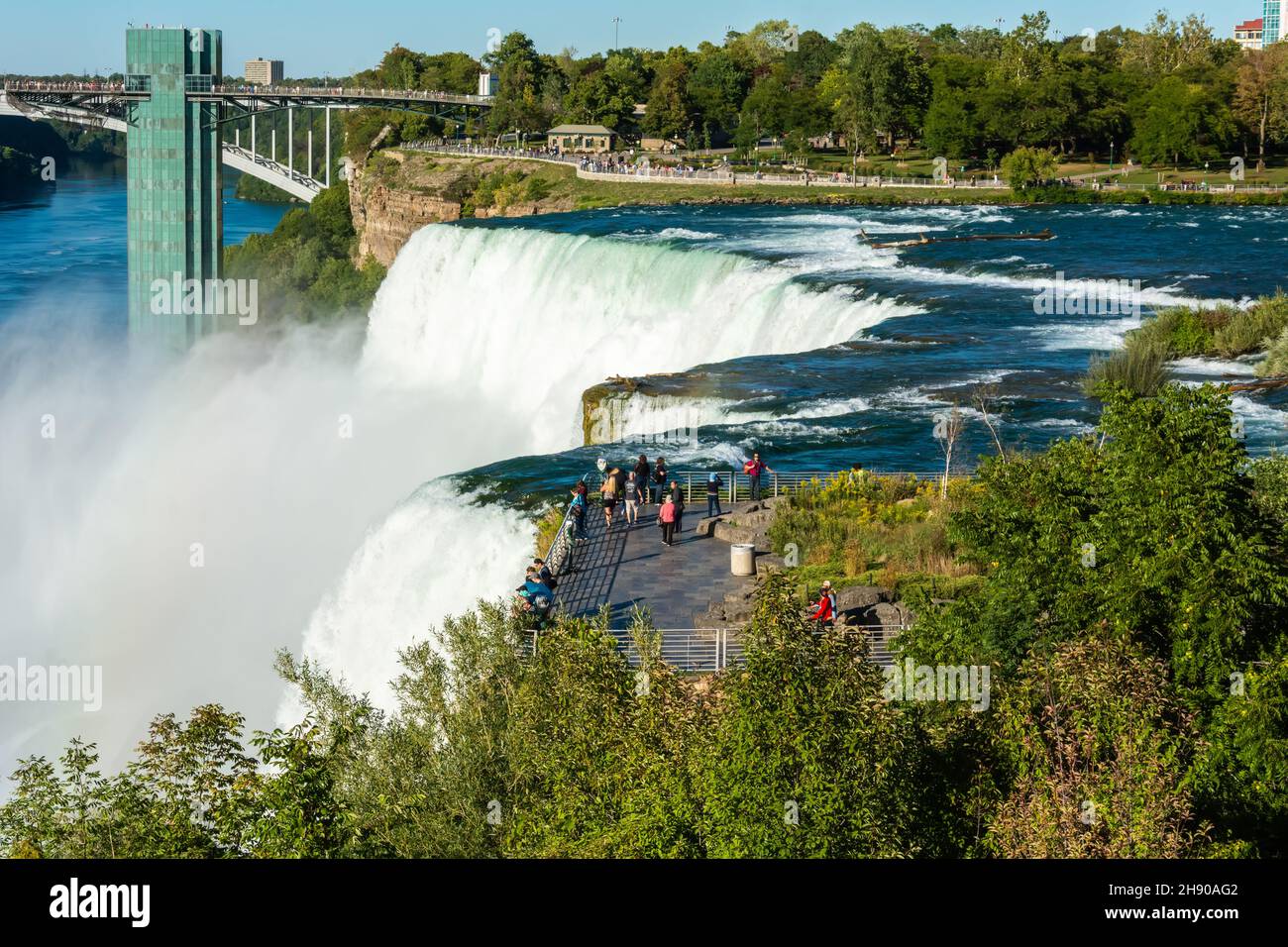 Niagara Falls, New York, United States of America – September 12, 2016. Niagara Falls on the Niagara River along the Canada–U.S. border. Stock Photo