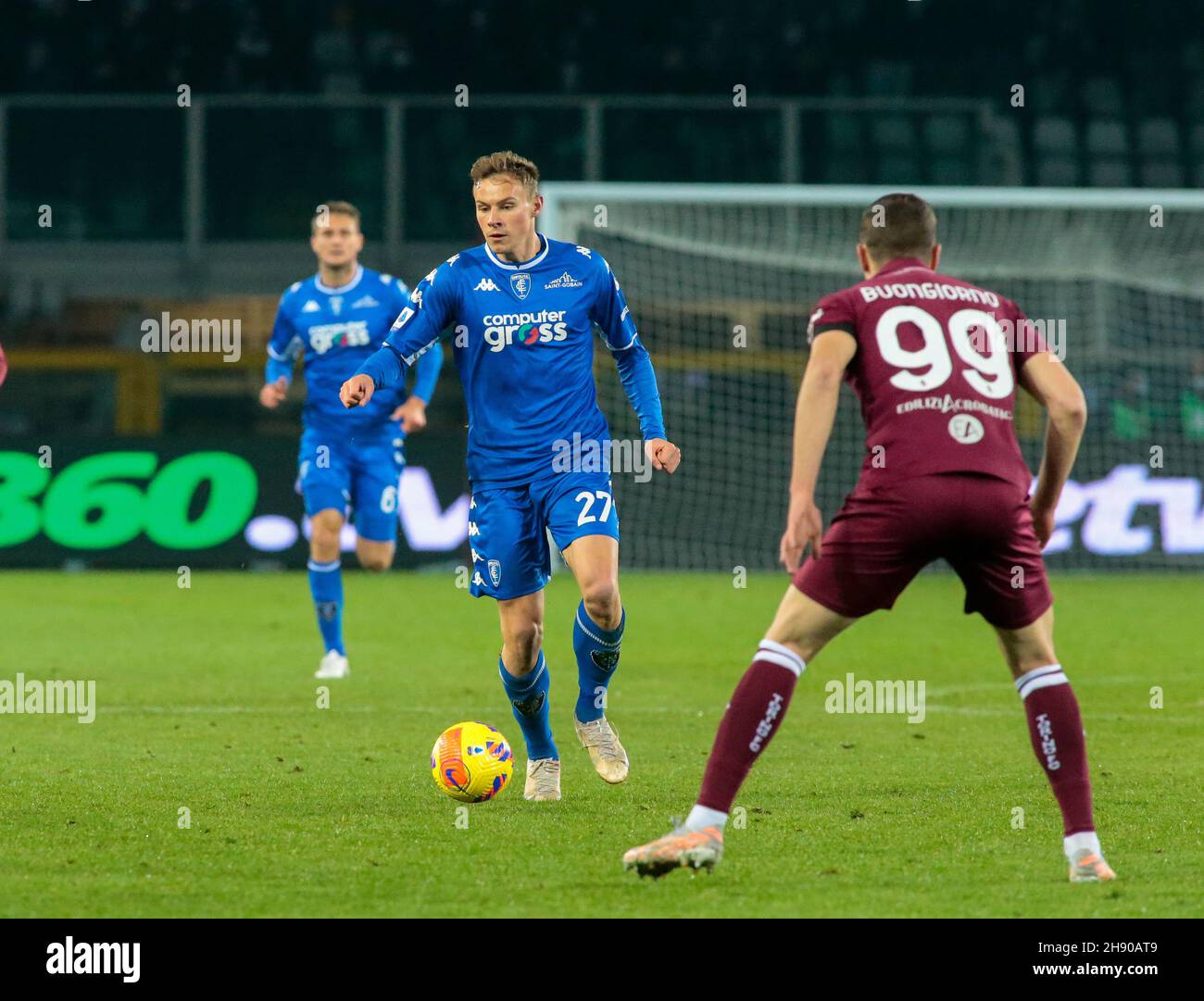 Turin, Italy - December 2, 2021, Szymon Zurkowski (Empoli Fc) during the Italian championship Serie A football match between Torino FC and Empoli FC on December 2, 2021 at Stadio Olimpico Grande Torino in Turin, Italy - Photo: Nderim Kaceli/DPPI/LiveMedia Stock Photo