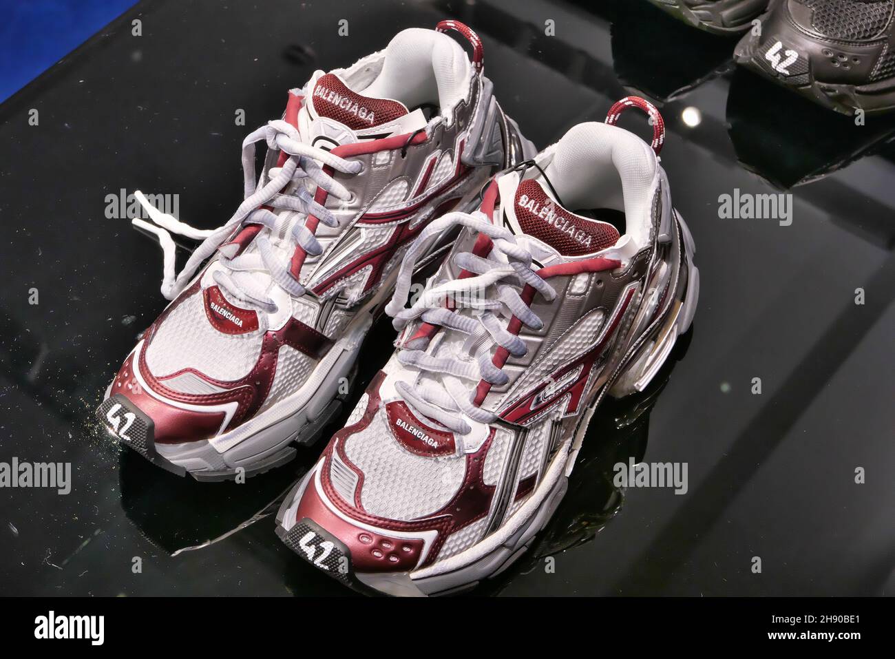 BALENCIAGA SHOES ON DISPLAY INSIDE THE FASHION STORE Stock Photo - Alamy