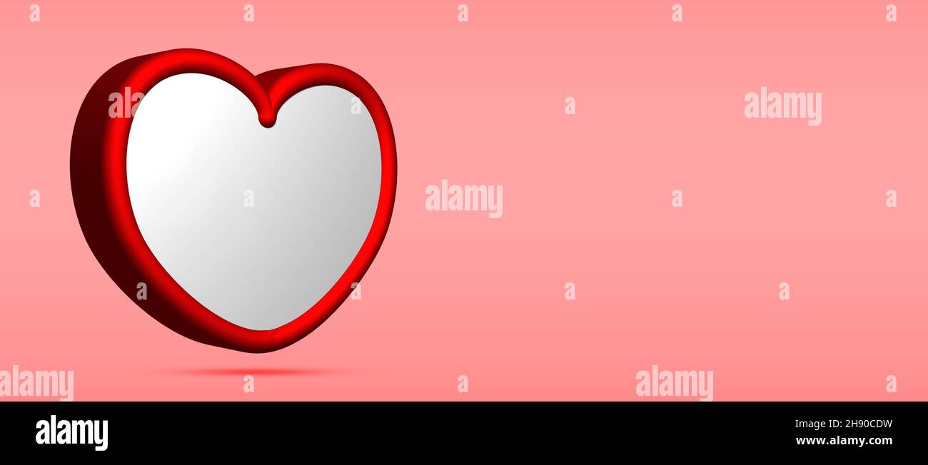 3D Big Heart Banner. Beautiful Red Lovely Heart Filling with white ...