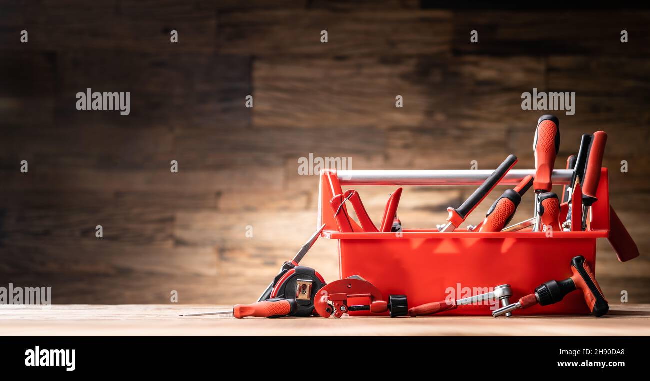 DIY Handyman Toolkit. Carpenter Hardware And Tools Stock Photo Alamy