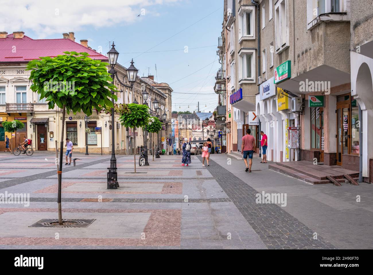 Drohobych, Ukraine 09.07.2021. Market square in Drohobych, Ukraine, on a summer day Stock Photo