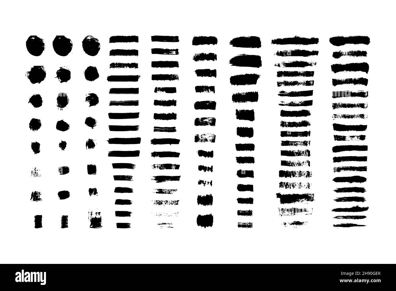 Vector paintbrush set. Ink splatters, painted lines, brush strokes. Stock Vector