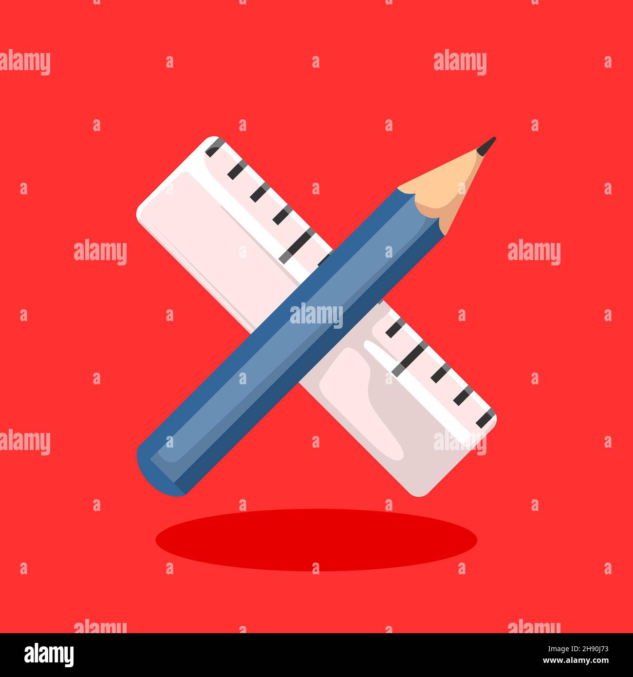pencil and ruler crossed icon vector illustration Stock Vector
