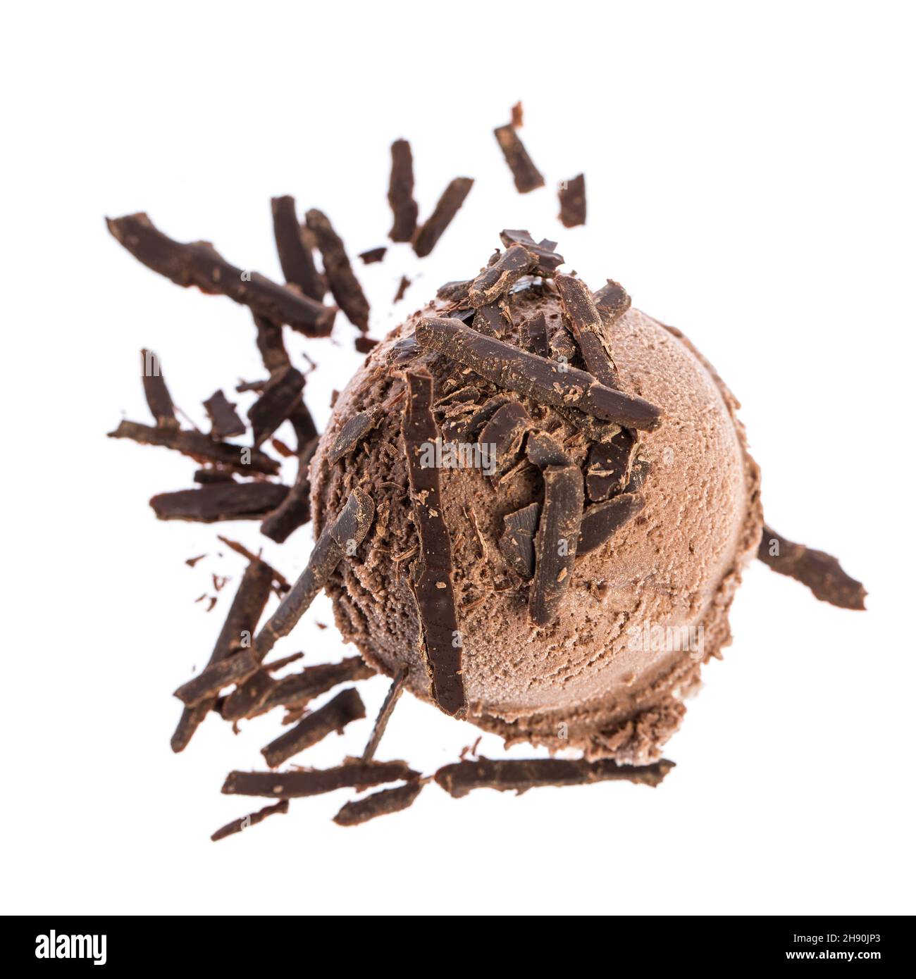 A scoop of chocolate ice cream with chocolate sprinkles isolated on ...
