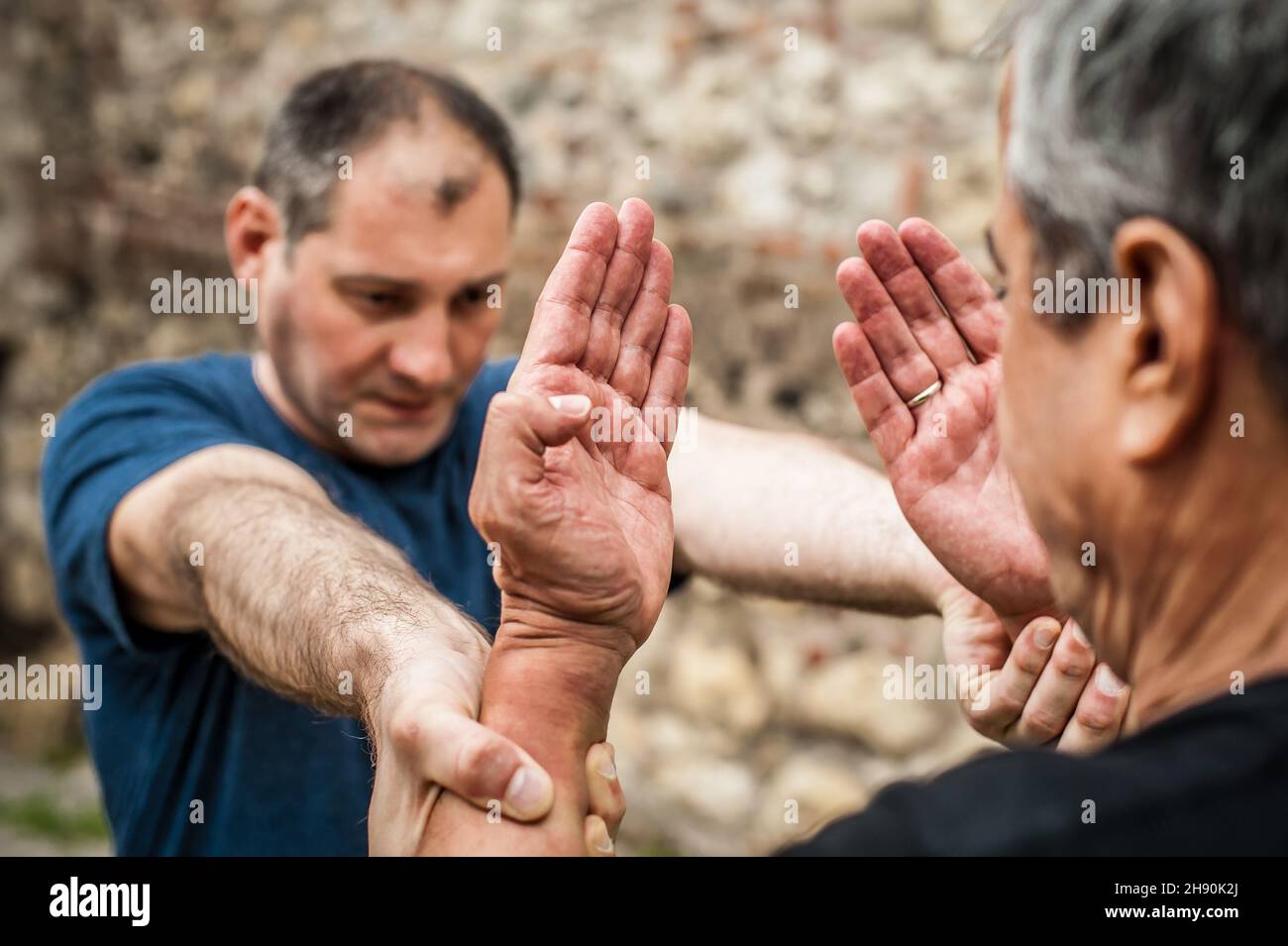 Kapap instructor demonstrates street fighting self defence technique