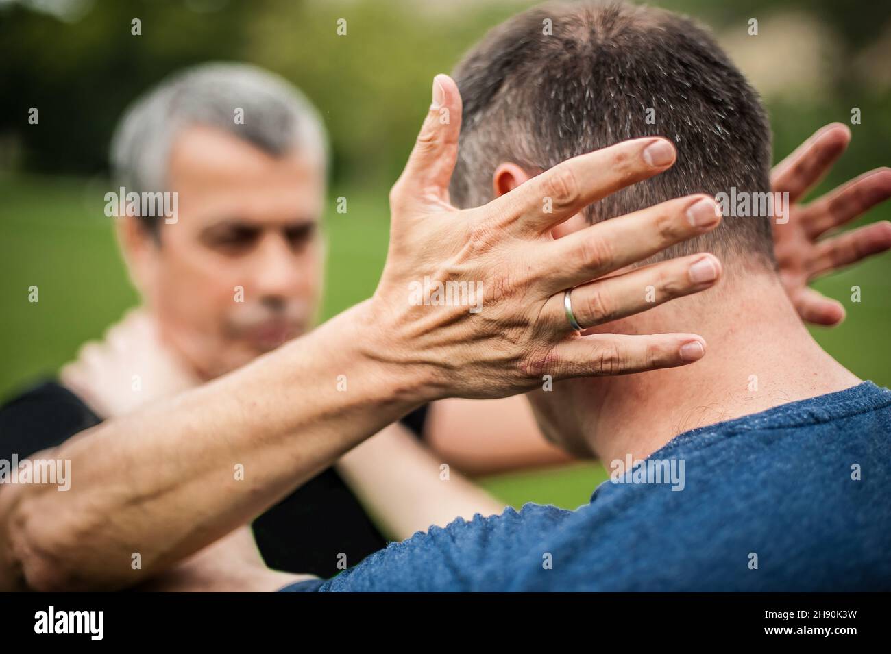 Kapap instructor demonstrates street fighting self defence technique