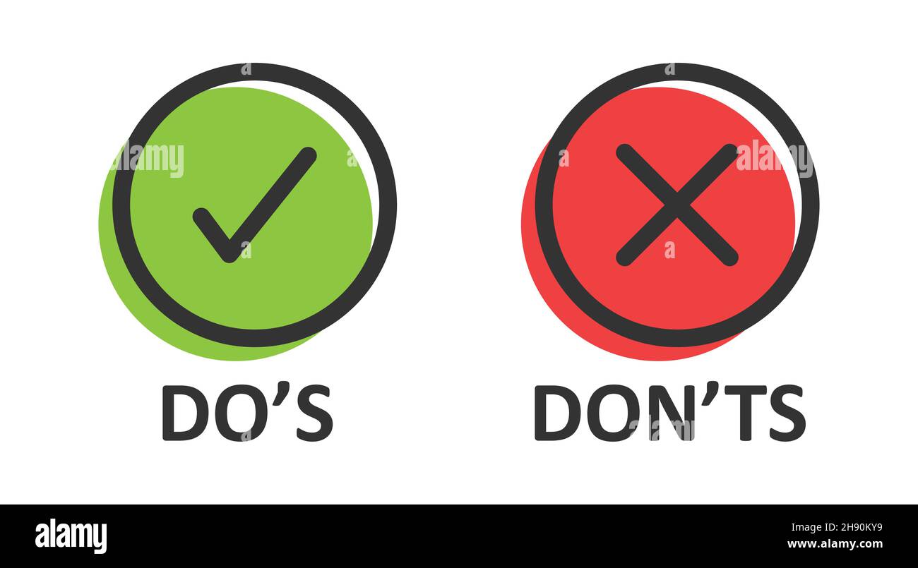 Do and Don't icon in flat style. Yes, no vector illustration on white ...