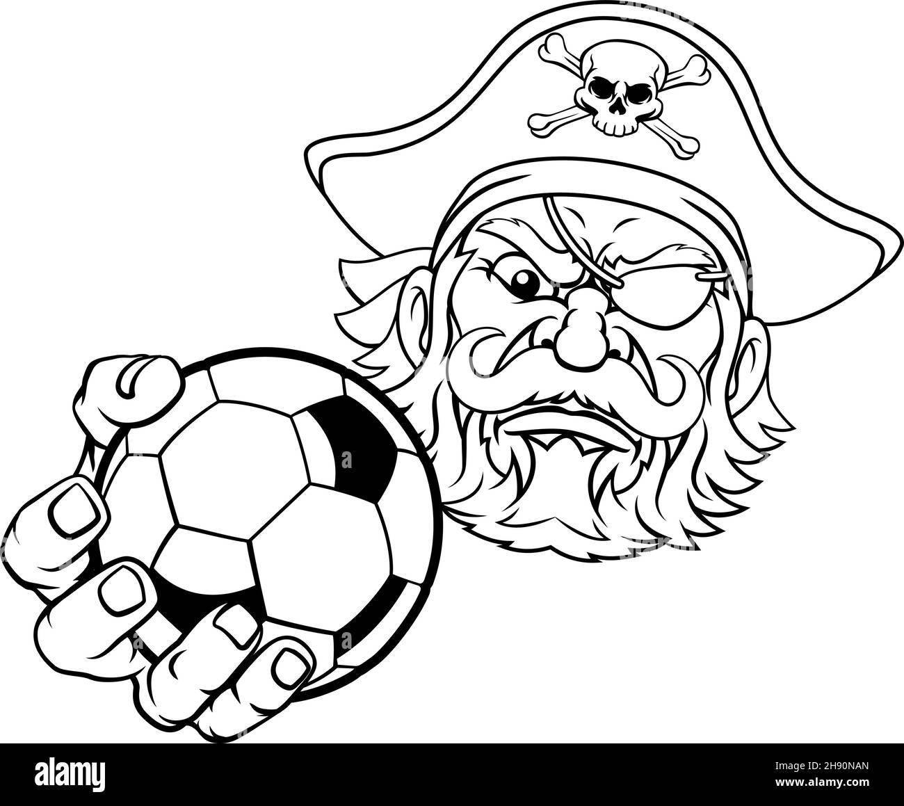 Pirate Soccer Football Ball Sports Mascot Cartoon Stock Vector