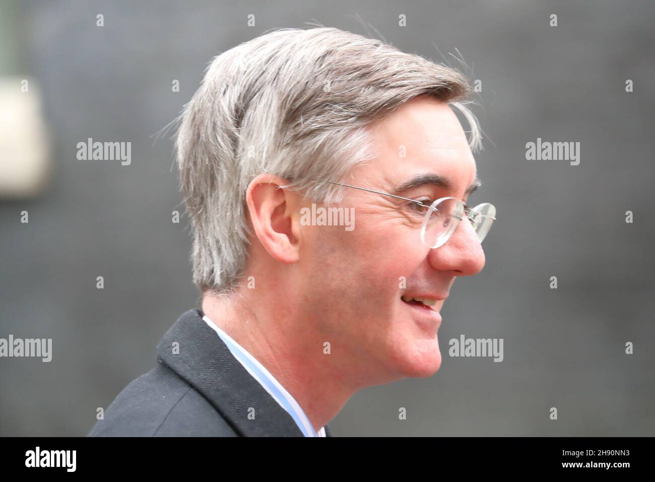 London, UK, 30th November 2021. Leader of the House of Commons Jacob Rees-Mogg leaving Downing Street after the weekly Cabinet Meeting. Stock Photo