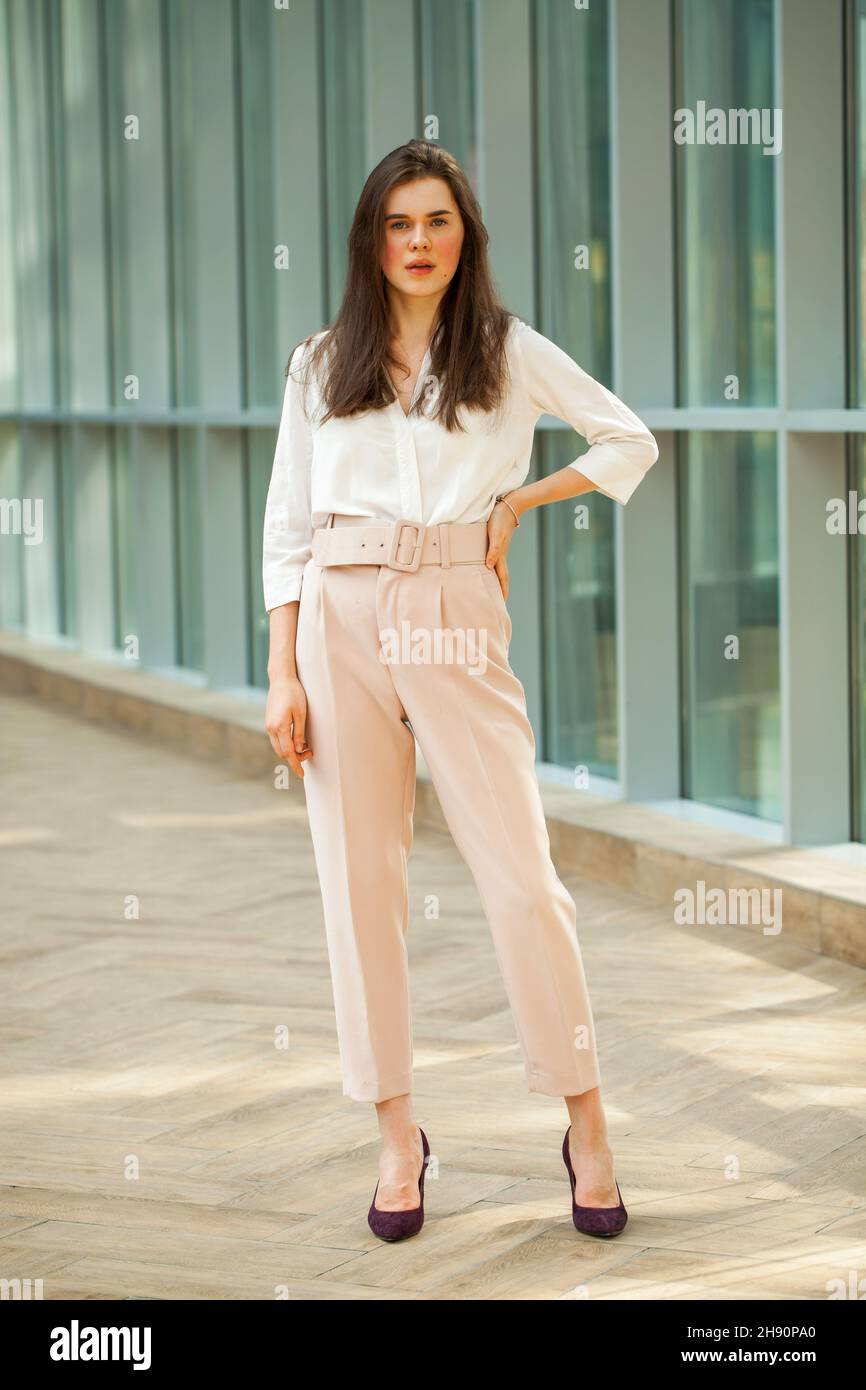 Girl Pink Tshirt White Pants On Stock Photo 1503891707 | Shutterstock