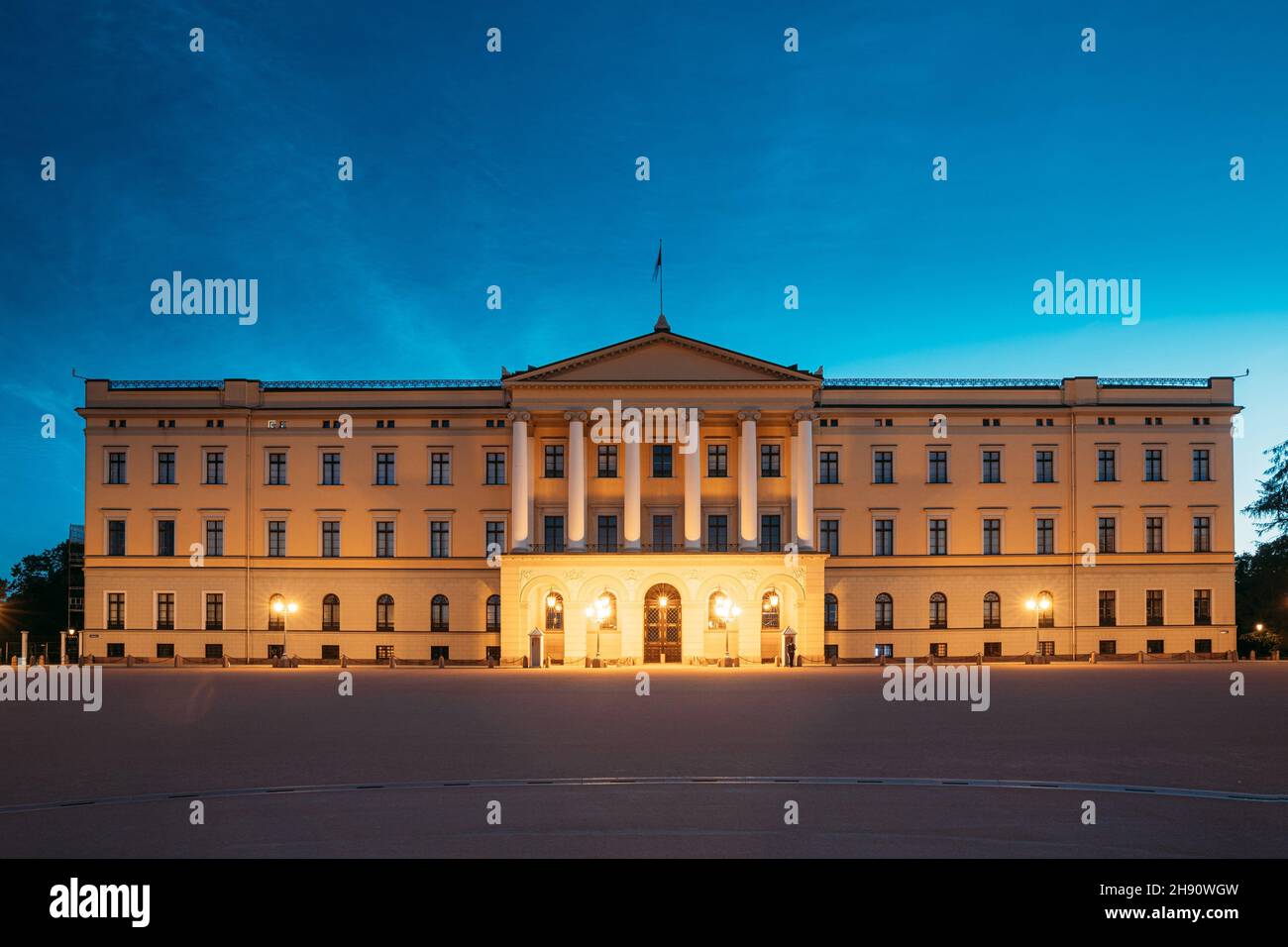 Oslo Norway Royal Palace Det Kongelige Slott In Summer Evening