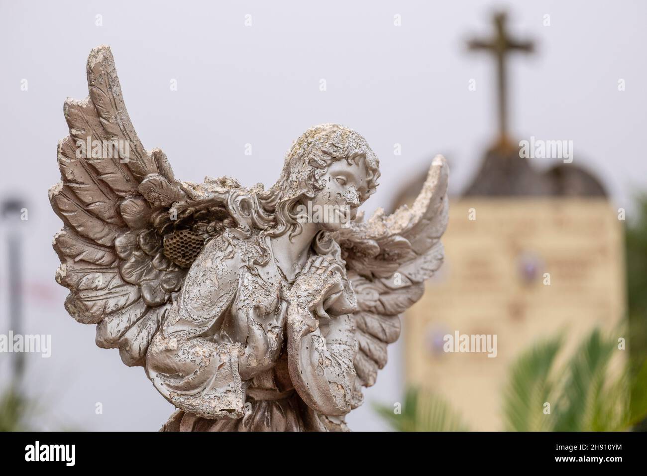 modern angel, Sencelles cemetery, Mallorca, Balearic Islands, Spain. Stock Photo