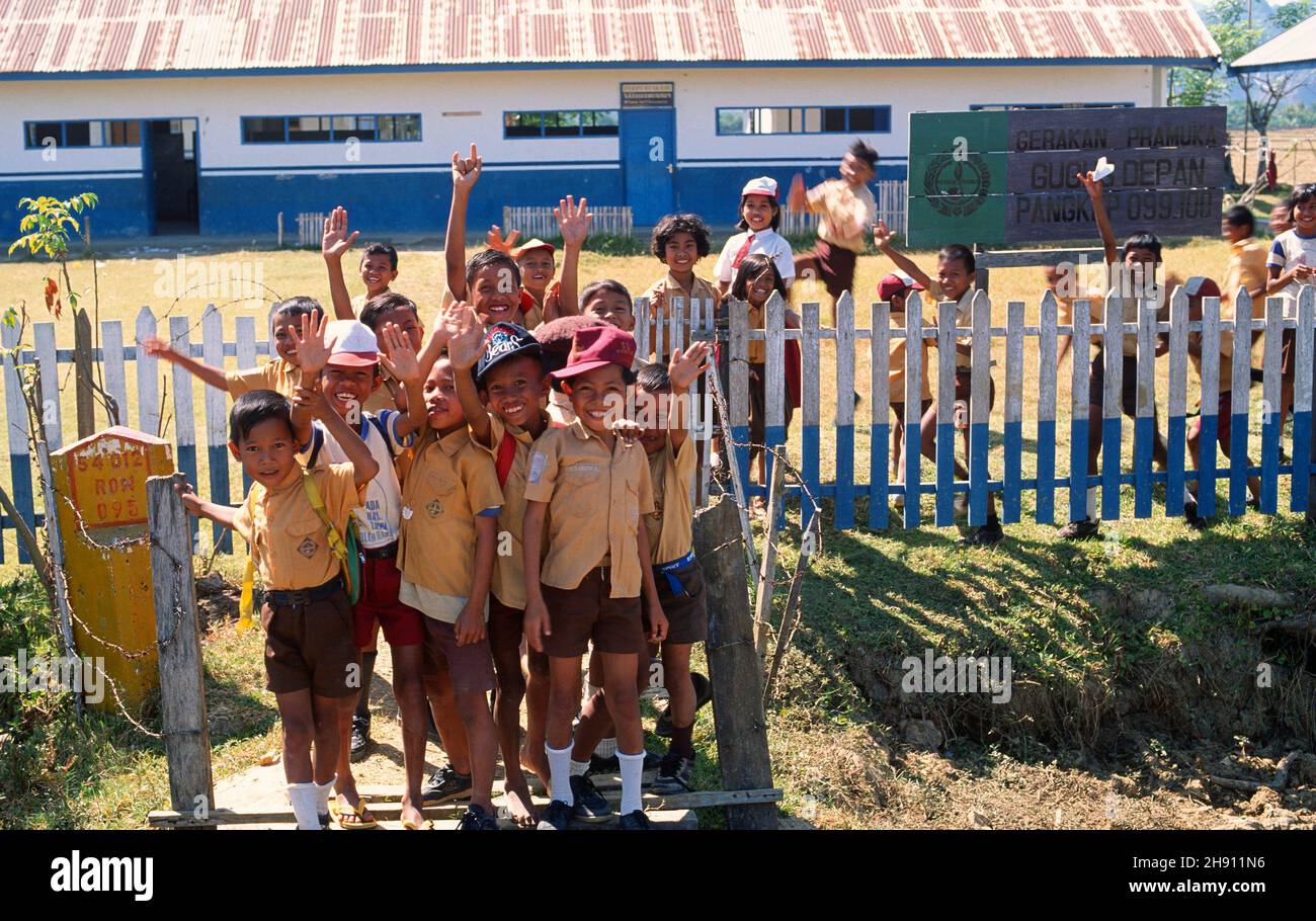 Rural school with childrens. Java, Indonesia. Stock Photo