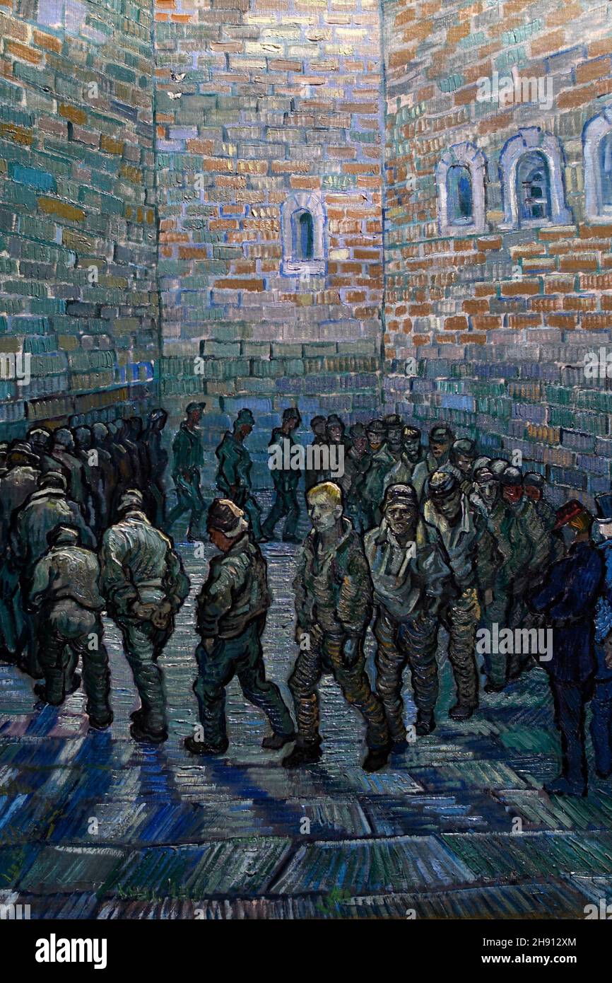The Prison Courtyard, 1890, oil on canvas,Vincent Van Gogh, Pouchkine museum, Moscow, Rusia, on display at the exhibition Icons of Modern Art. Stock Photo