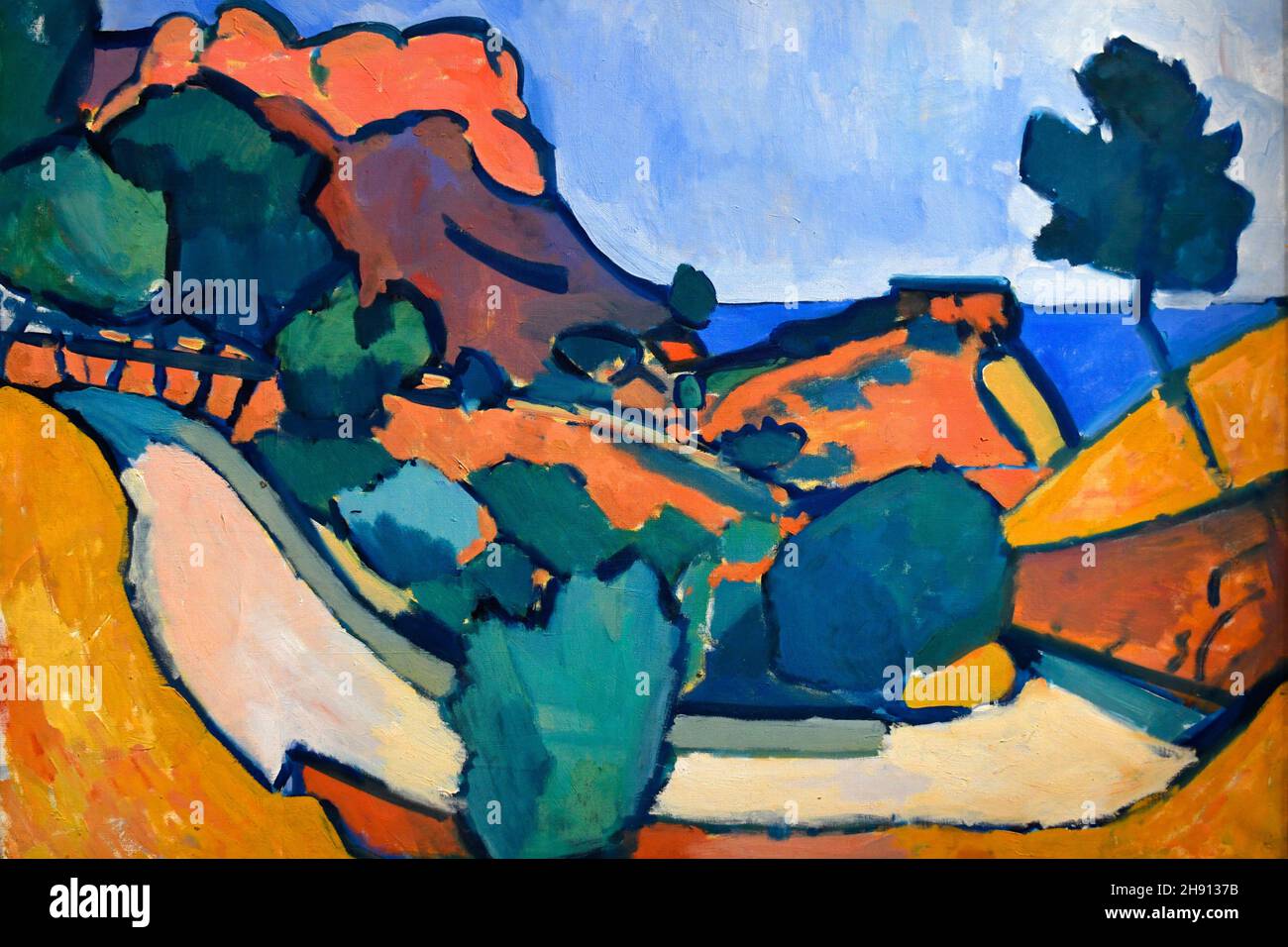 Road in the Mountains, Cassis, 1907, André Derain, Ermitage museum, St Petersbourg, Russia, on display at the exhibition Icons of Modern Art. Stock Photo
