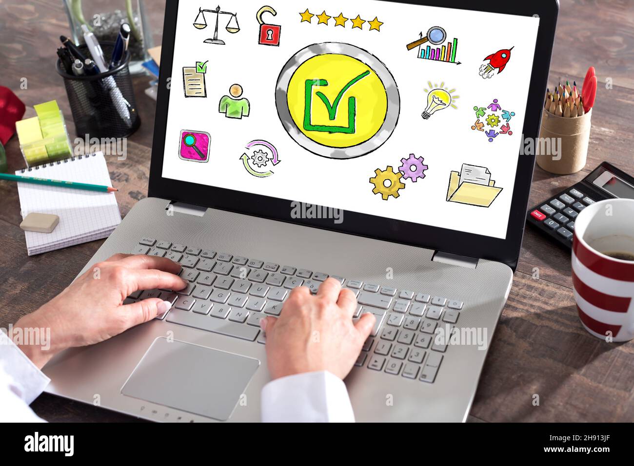 Validation concept shown on a laptop screen Stock Photo