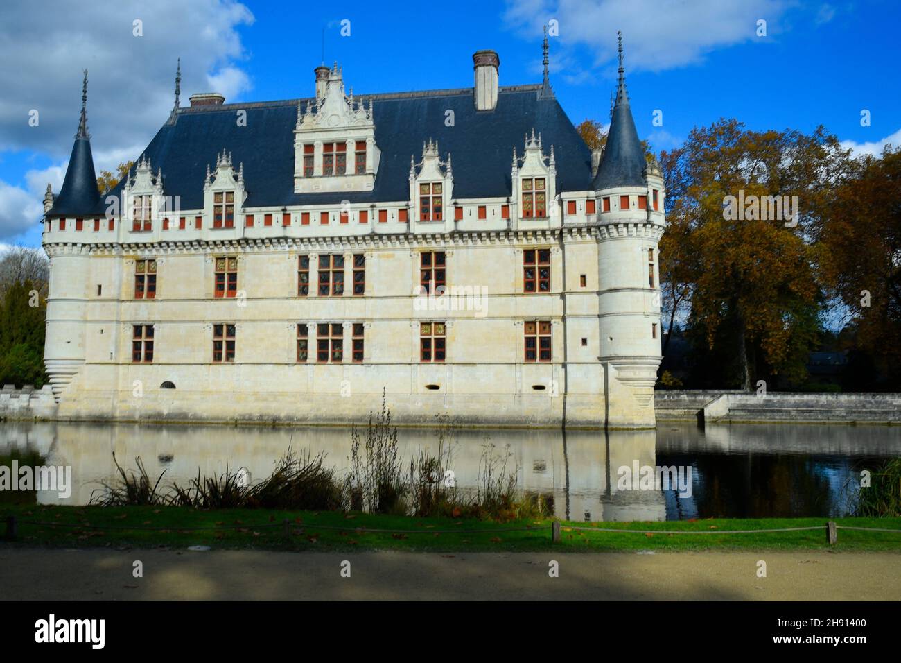Chateau Azay-le-Rideau, Renaissance Castle on the Loire, UNESCO World Heritage Site, Department of Indre et Loire, France. Stock Photo