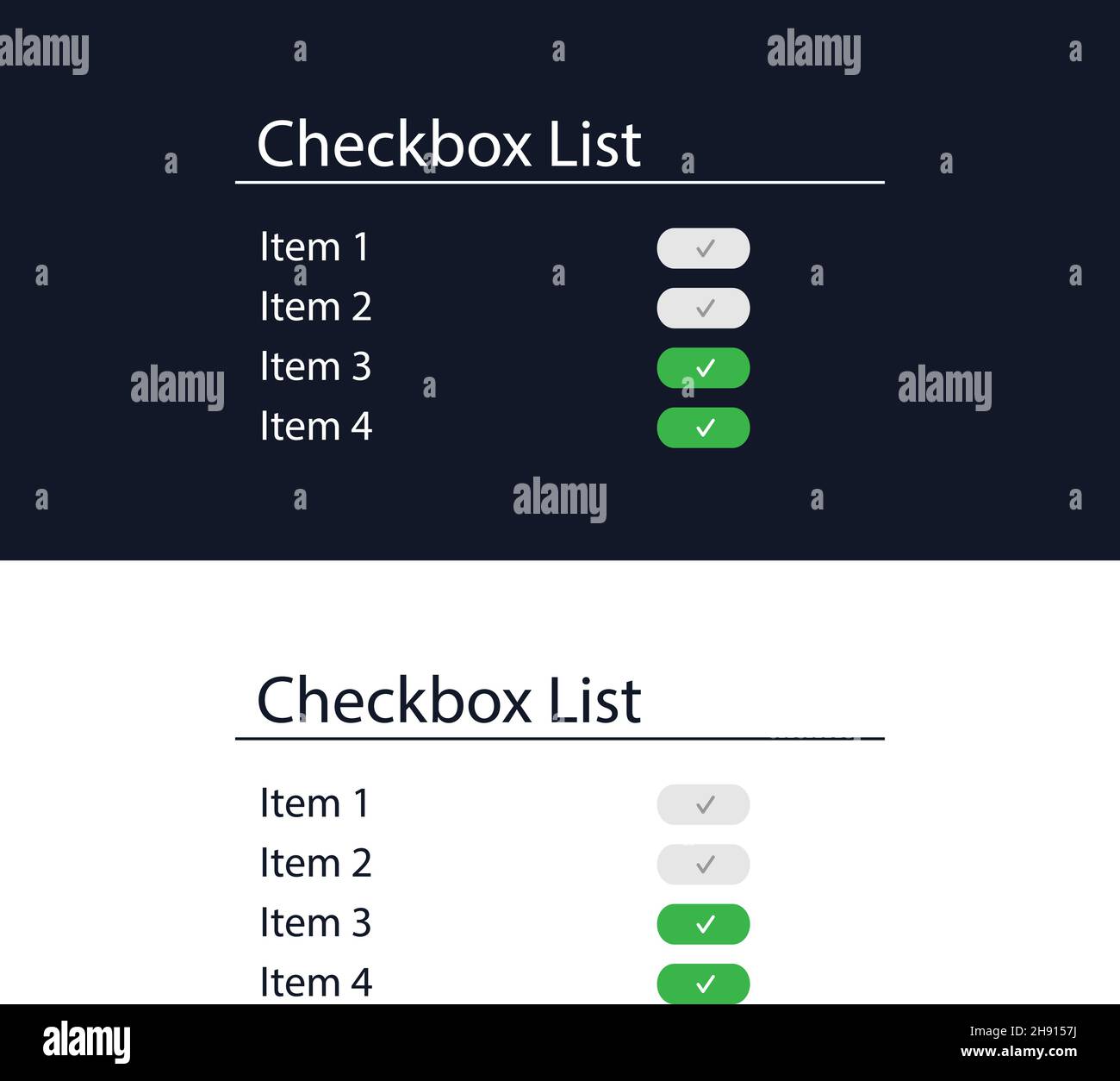 A checkbox form for the website. User interface for the website and ...