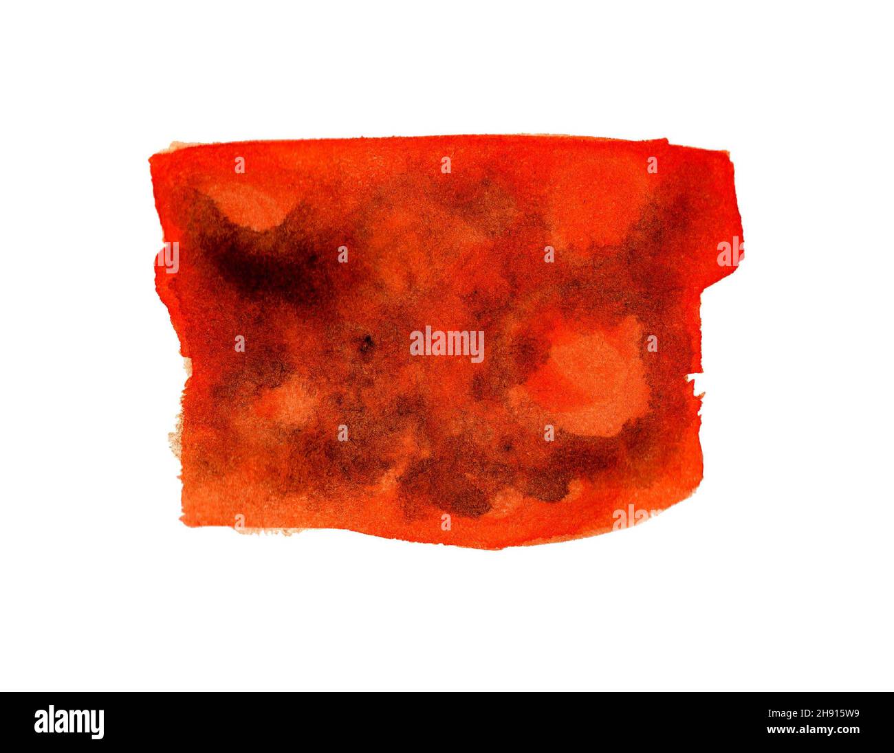 Abstract watercolor orange smear of paint with dirty splashes, painted