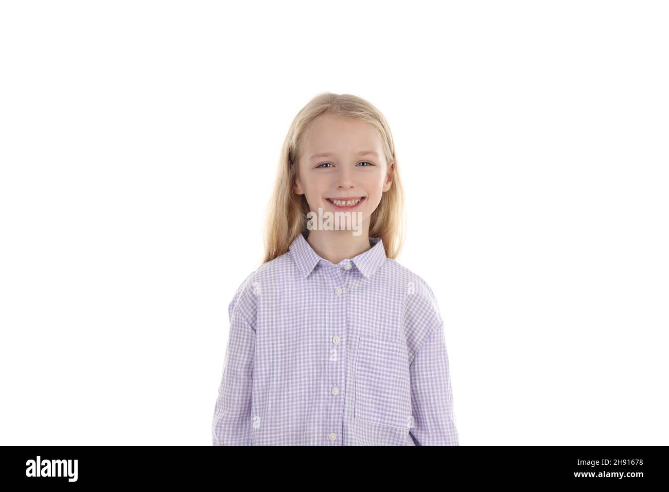 Cute little girl isolated on white background Stock Photo - Alamy
