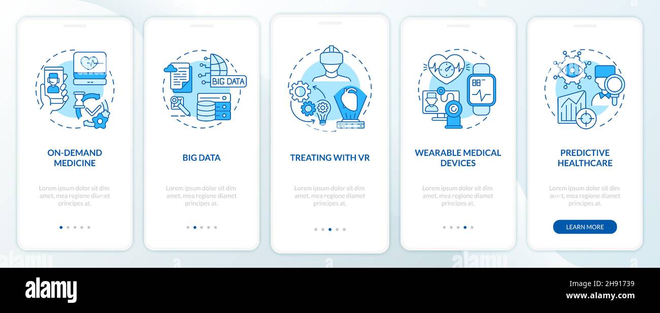 Medical care digitalization onboarding mobile app page screen Stock Vector