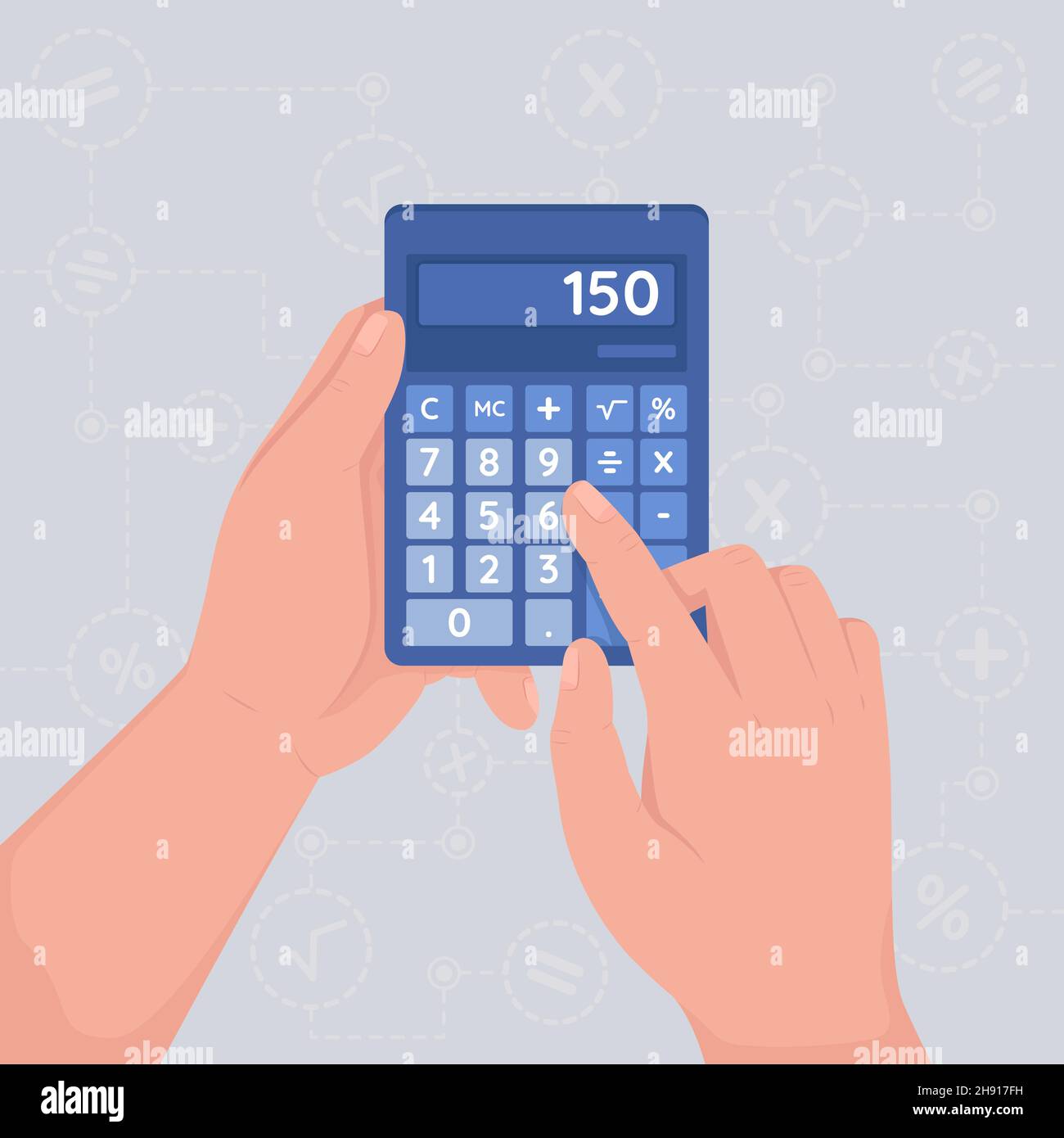 Using calculator flat color vector illustration Stock Vector Image